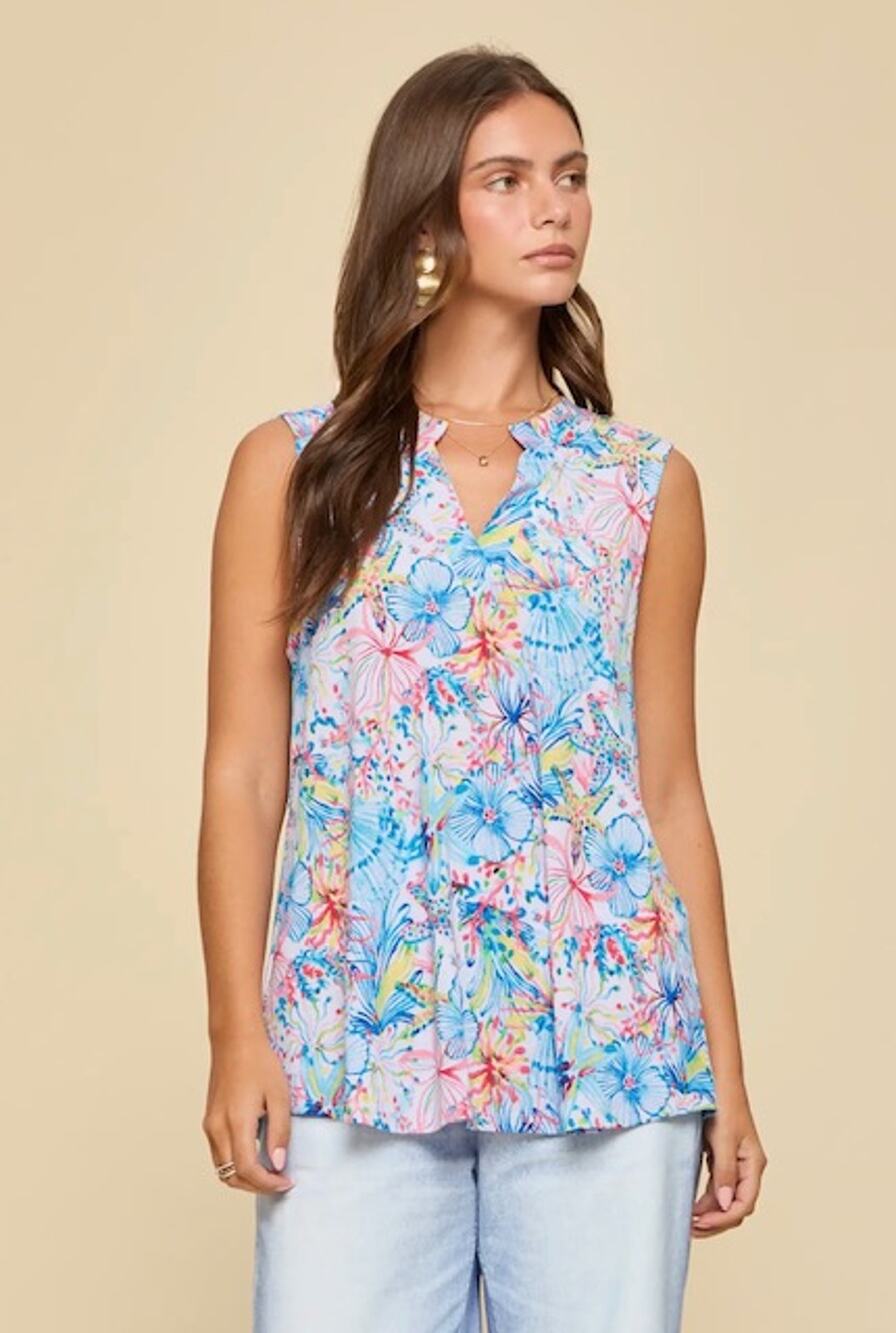Dear Scarlett - Lizzy Floral Print Summer Tank Top - Medium